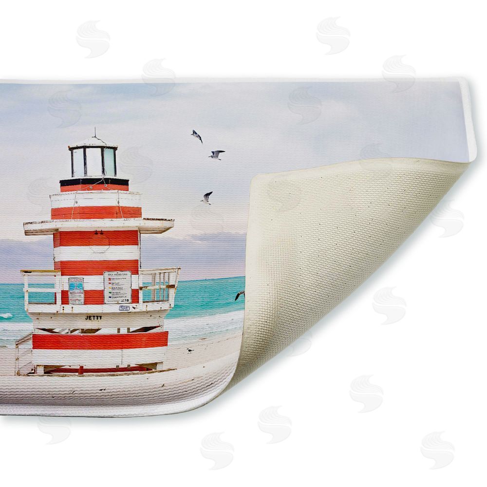 Seven Trees Design | Birds Surrounding Beach Hut Plush Bath Mat