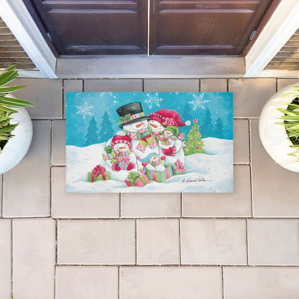 Diane Kater | Vintage Snowman Family Non-Woven Door Mat