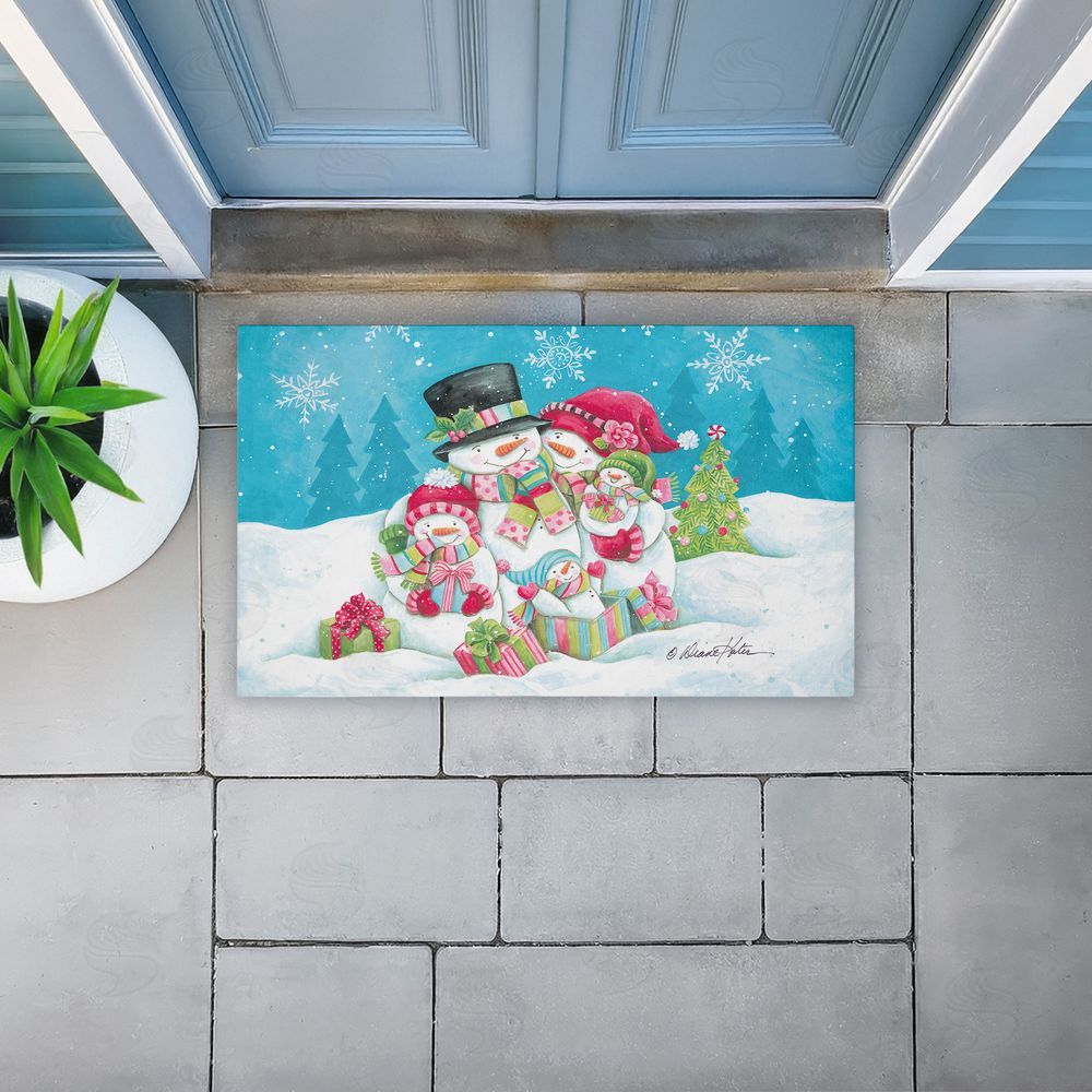 Diane Kater | Vintage Snowman Family Non-Woven Door Mat