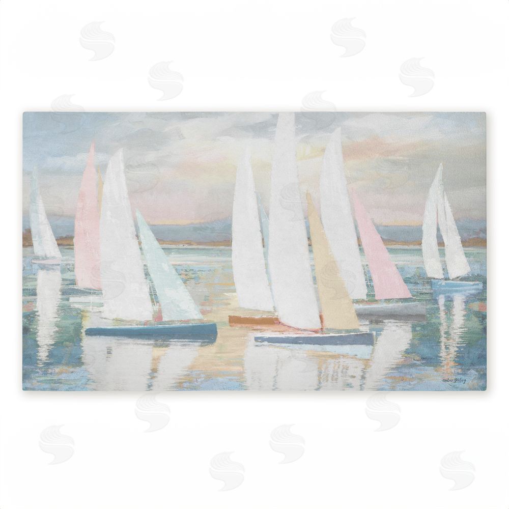Amber Sterling | Pastel Calm Sailboats Non-Woven Door Mat