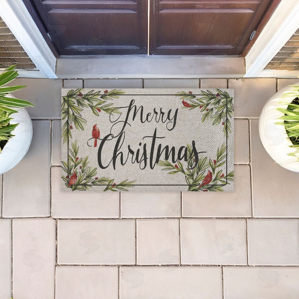 Dogwood Portfolio | Merry Christmas Cardinals Faux Sisal Door Mat