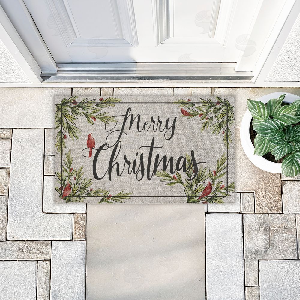 Dogwood Portfolio | Merry Christmas Cardinals Faux Sisal Door Mat