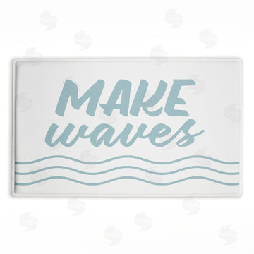 Lettered and Lined | Make Waves Aqua Blue Plush Bath Mat
