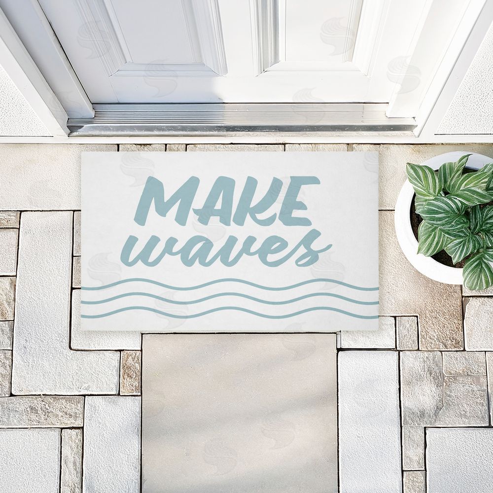 Lettered and Lined | Make Waves Aqua Blue Non-Woven Door Mat