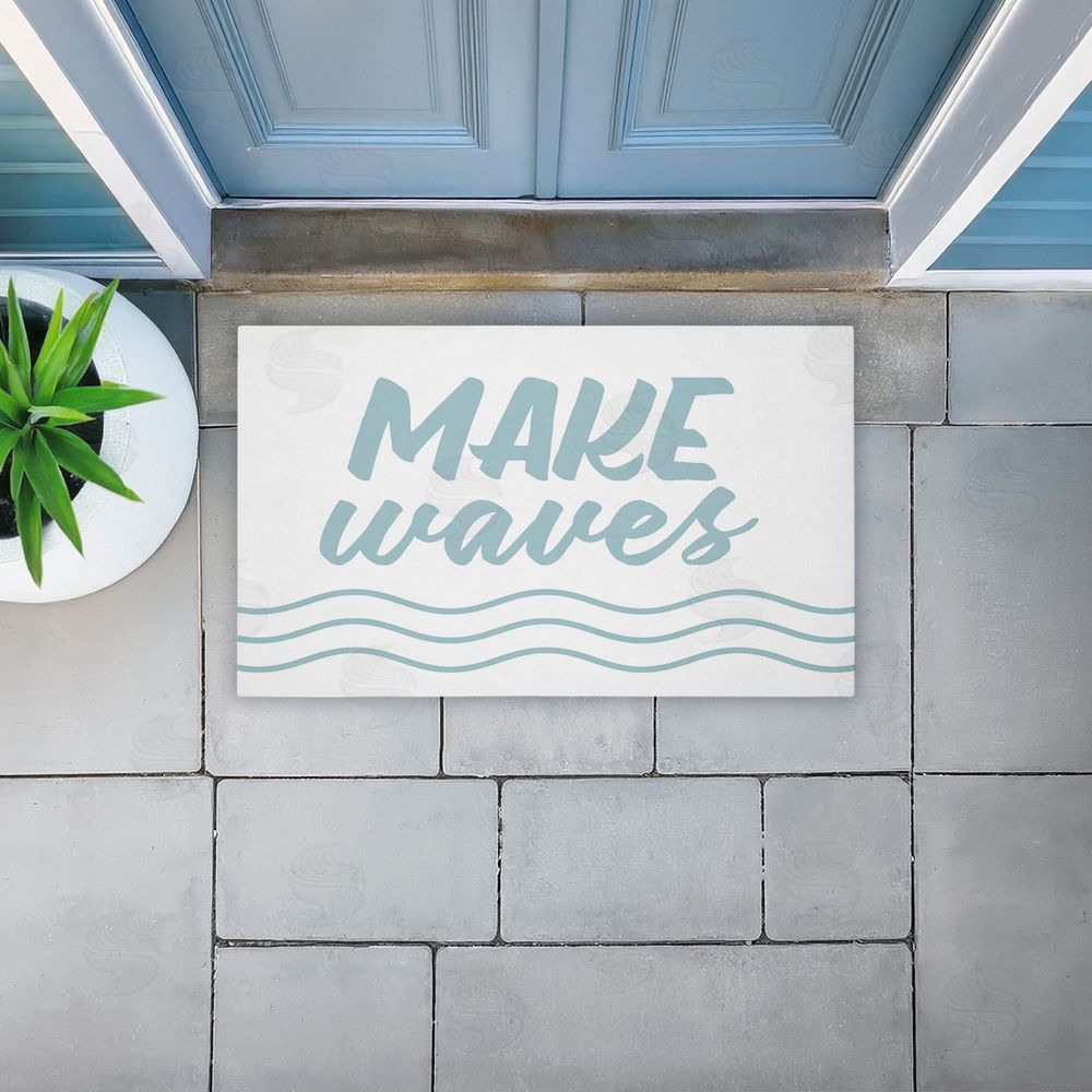 Lettered and Lined | Make Waves Aqua Blue Non-Woven Door Mat