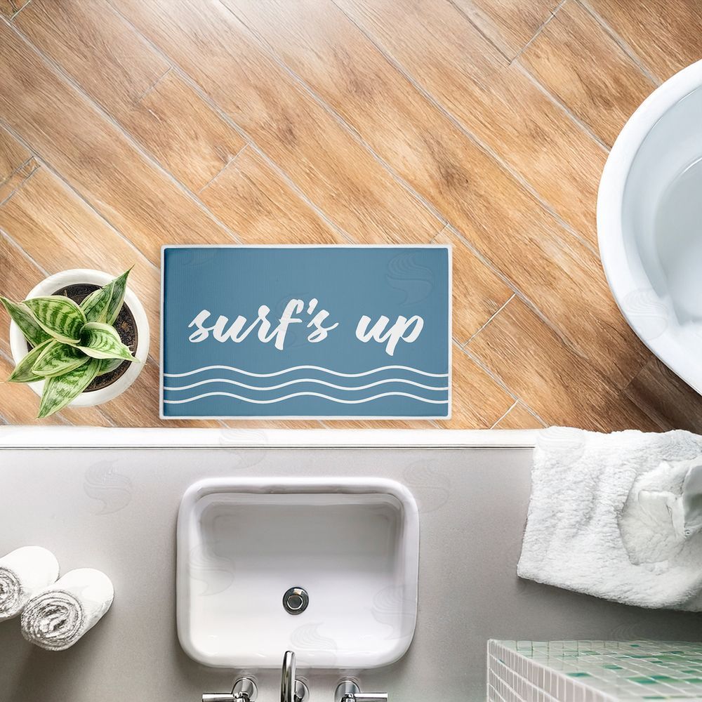 Lettered and Lined | Surf's Up over Blue Plush Bath Mat