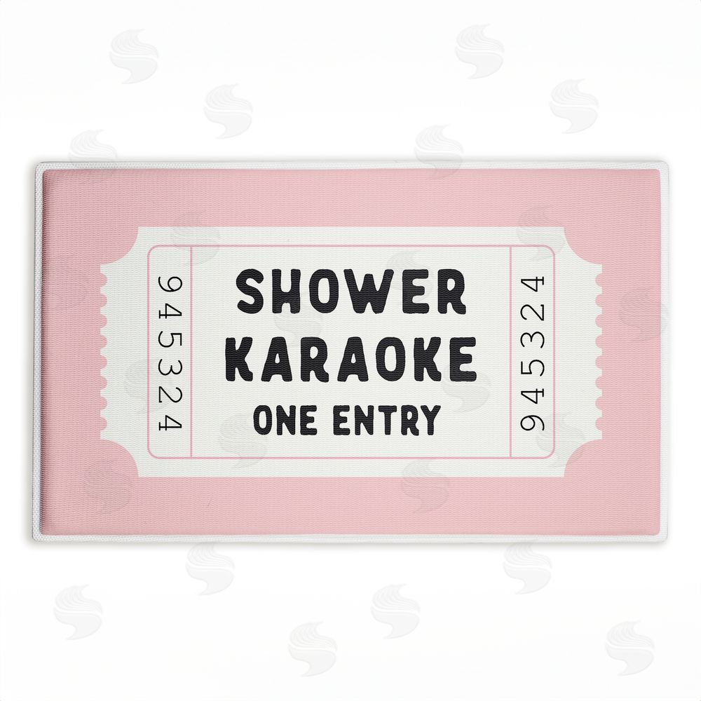 Lettered and Lined | Shower Karaoke Pink Plush Bath Mat