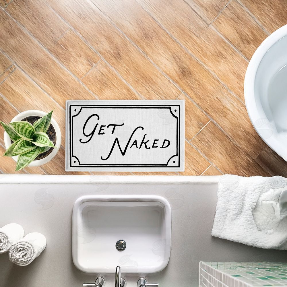 Lettered and Lined | Get Naked Funny Phrase Plush Bath Mat