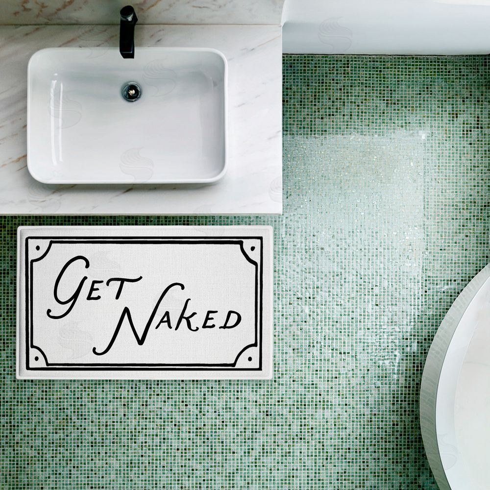 Lettered and Lined | Get Naked Funny Phrase Plush Bath Mat