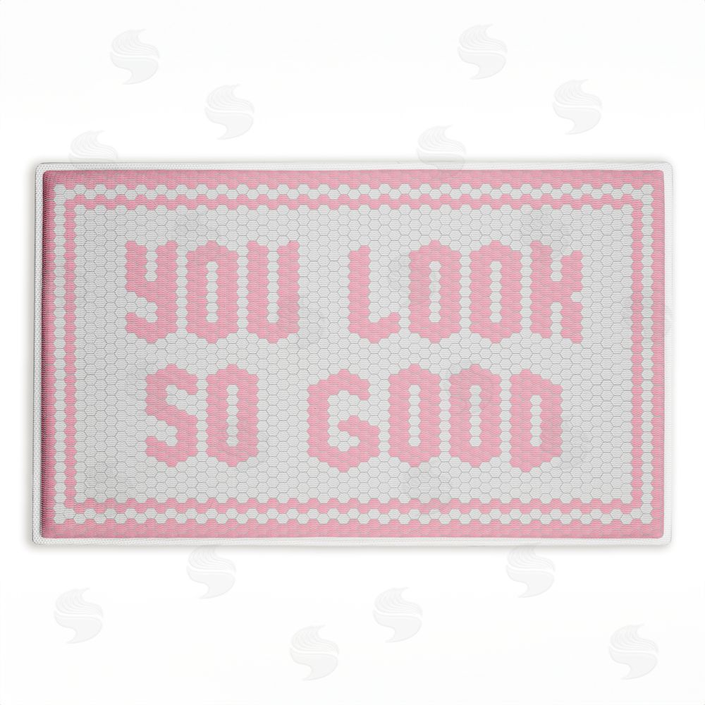 Lettered and Lined | Baby Pink You Look So Good Plush Bath Mat