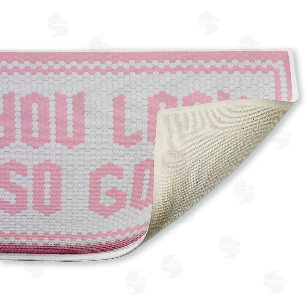 Lettered and Lined | Baby Pink You Look So Good Plush Bath Mat