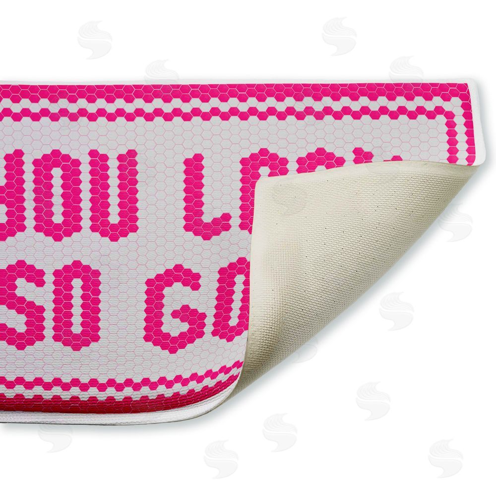 Lettered and Lined | Pink You Look So Good Plush Bath Mat