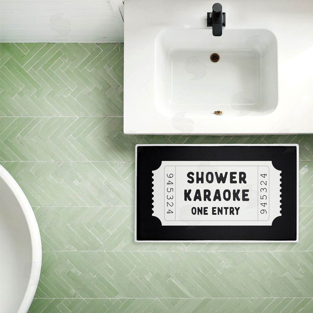 Lettered and Lined | Shower Karaoke Black Plush Bath Mat