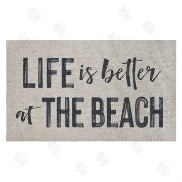 Lettered and Lined | Life Better At The Beach Faux Sisal Door Mat