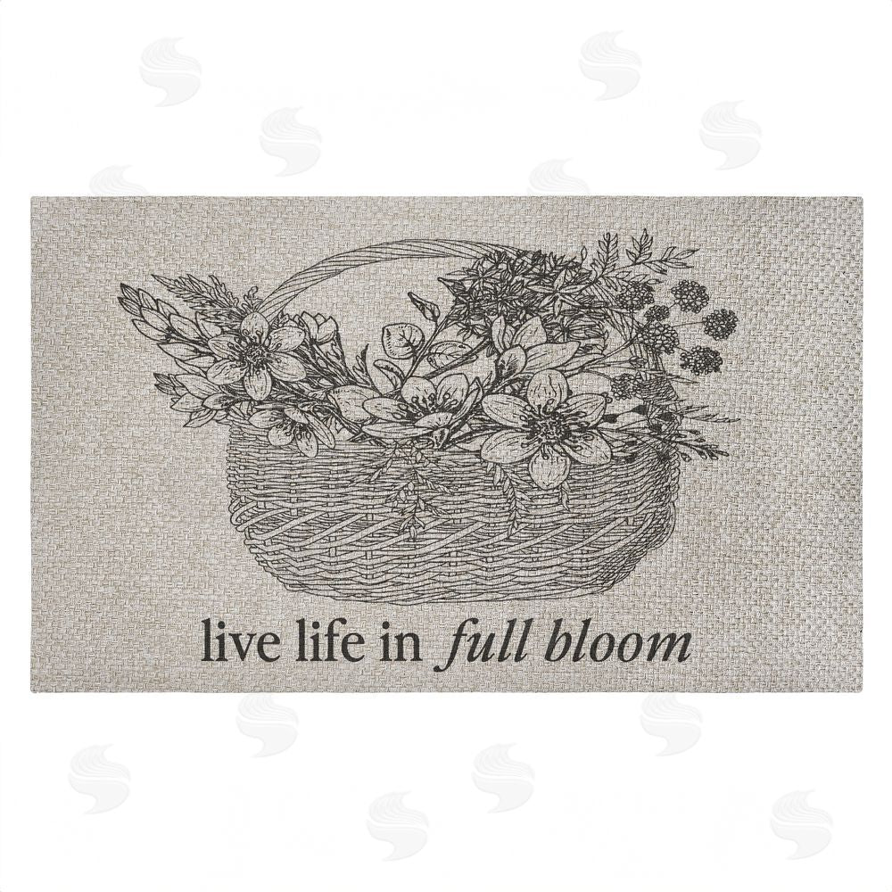 Lettered and Lined | Life In Full Bloom Floral Basket Faux Sisal Door Mat