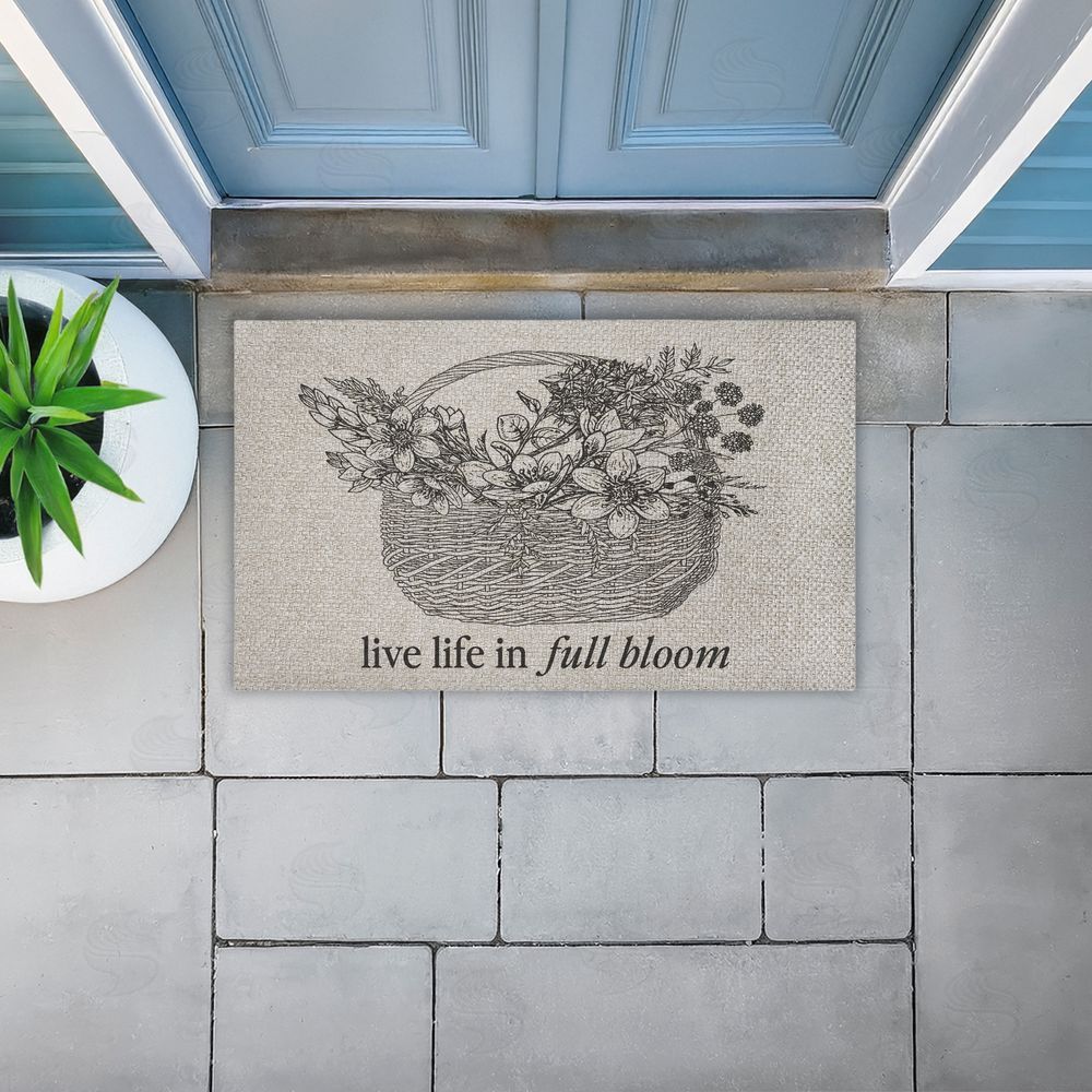 Lettered and Lined | Life In Full Bloom Floral Basket Faux Sisal Door Mat