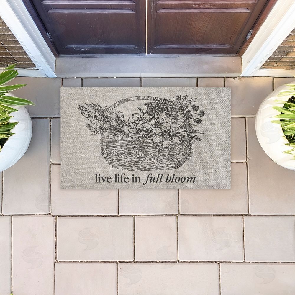 Lettered and Lined | Life In Full Bloom Floral Basket Faux Sisal Door Mat