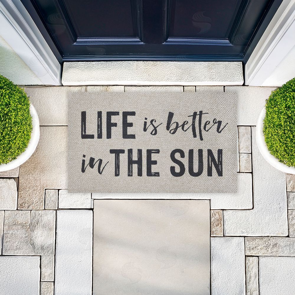 Lettered and Lined | Life Better In The Sun Faux Sisal Door Mat