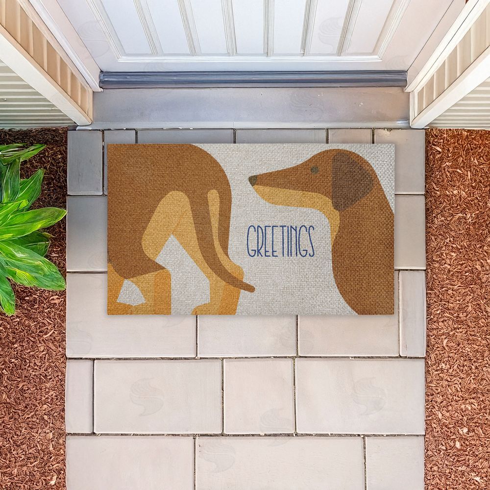 Stupell Studio | Greetings Funny Dogs Faux Sisal Door Mat