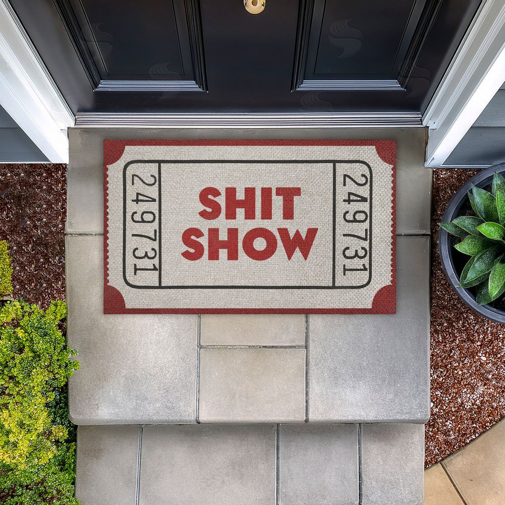 Stupell Studio | Red Sh*t Show Ticket Faux Sisal Door Mat