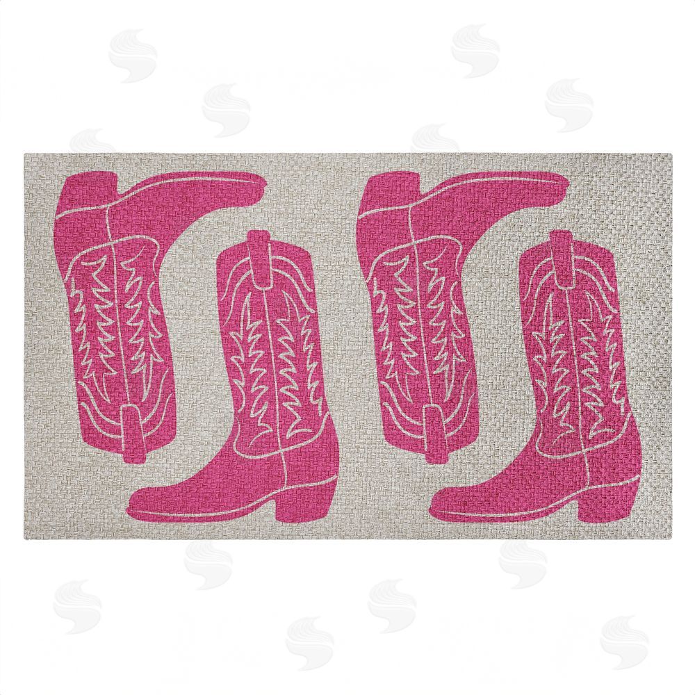 Stupell Studio | Pink Cowgirl Boots Faux Sisal Door Mat