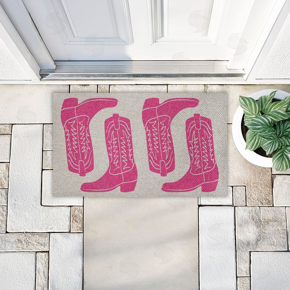 Stupell Studio | Pink Cowgirl Boots Faux Sisal Door Mat