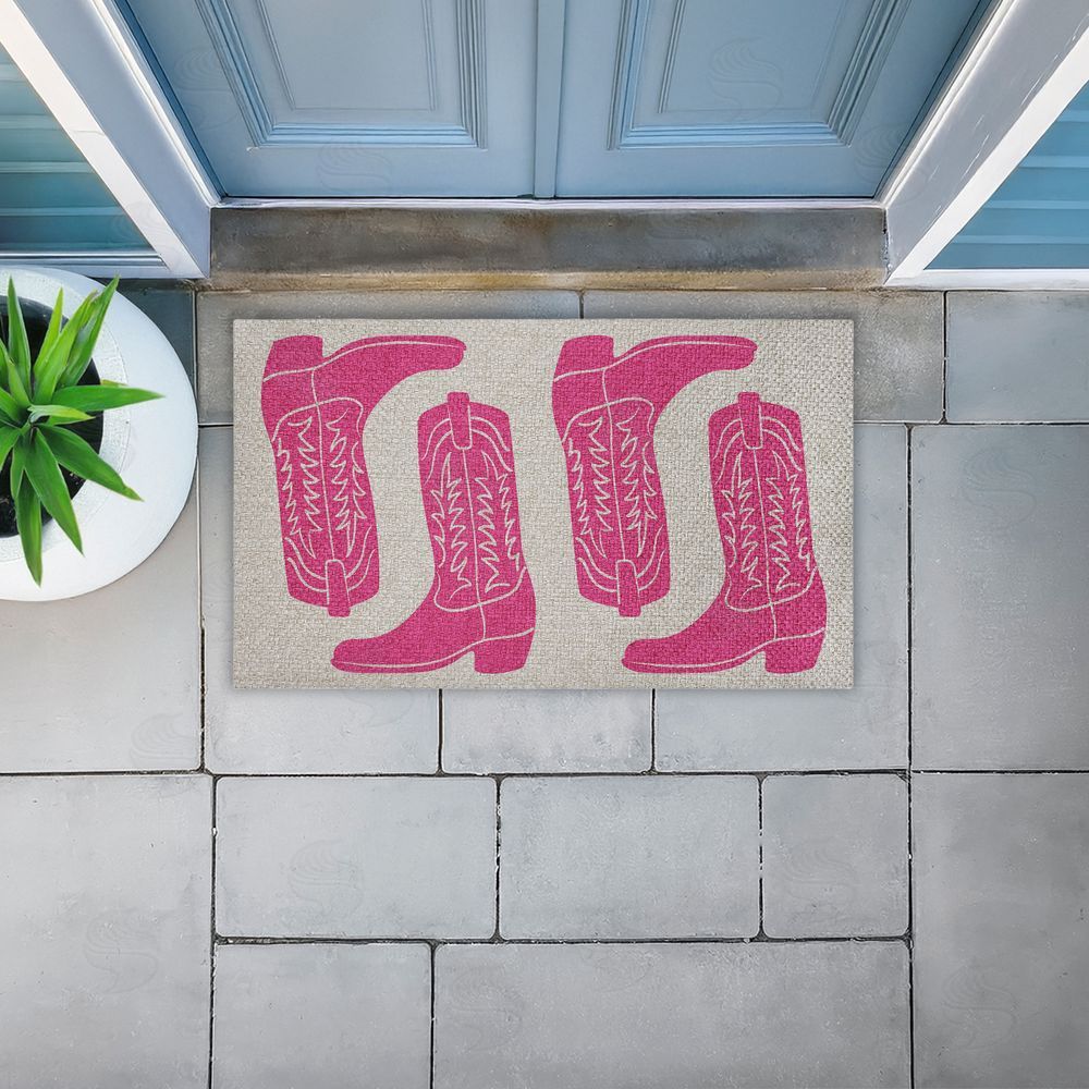 Stupell Studio | Pink Cowgirl Boots Faux Sisal Door Mat