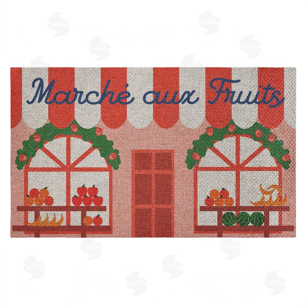 Stupell Studio | Fruit Stand Awning Storefront Faux Sisal Door Mat