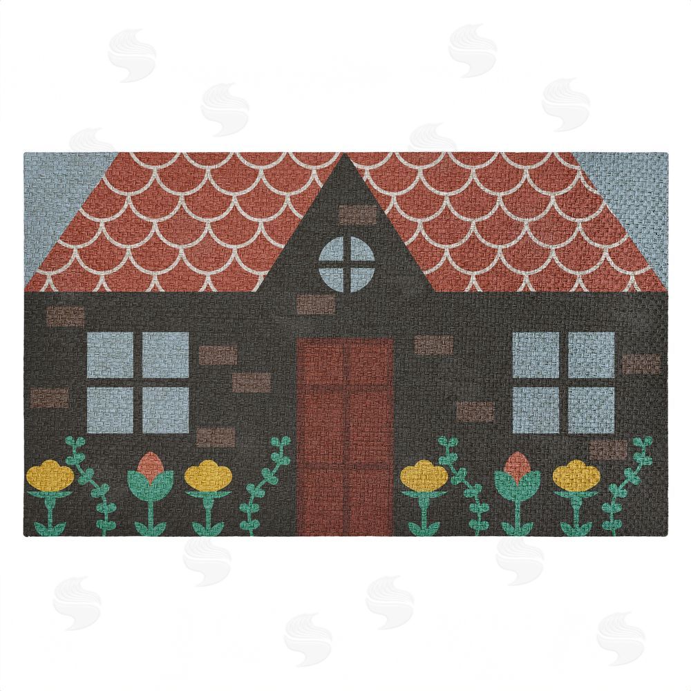 Stupell Studio | Quaint Brick Cottage Faux Sisal Door Mat