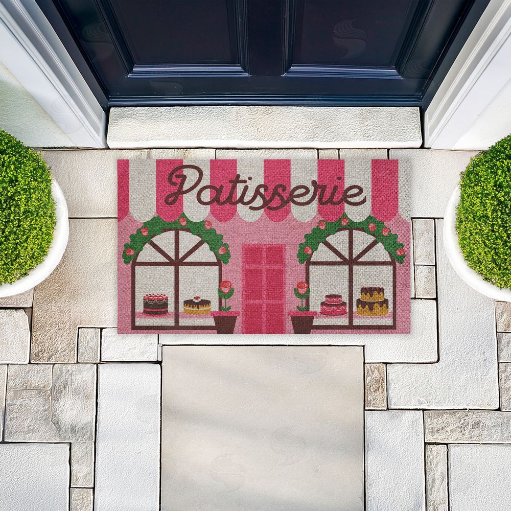 Stupell Studio | Patisserie Shop Windows Faux Sisal Door Mat