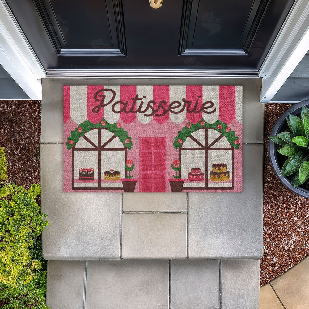 Stupell Studio | Patisserie Shop Windows Faux Sisal Door Mat