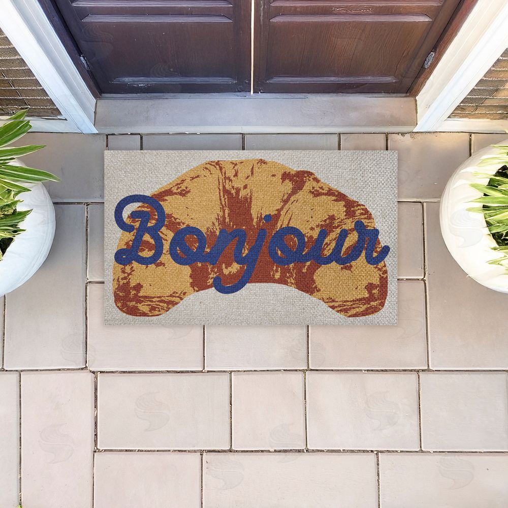 Stupell Studio | Bonjour Baked Croissant Faux Sisal Door Mat