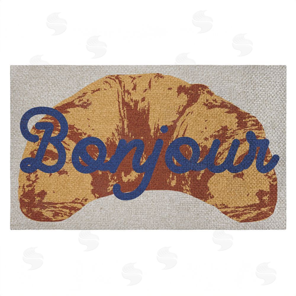 Stupell Studio | Bonjour Baked Croissant Faux Sisal Door Mat