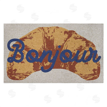 Stupell Studio | Bonjour Baked Croissant Faux Sisal Door Mat