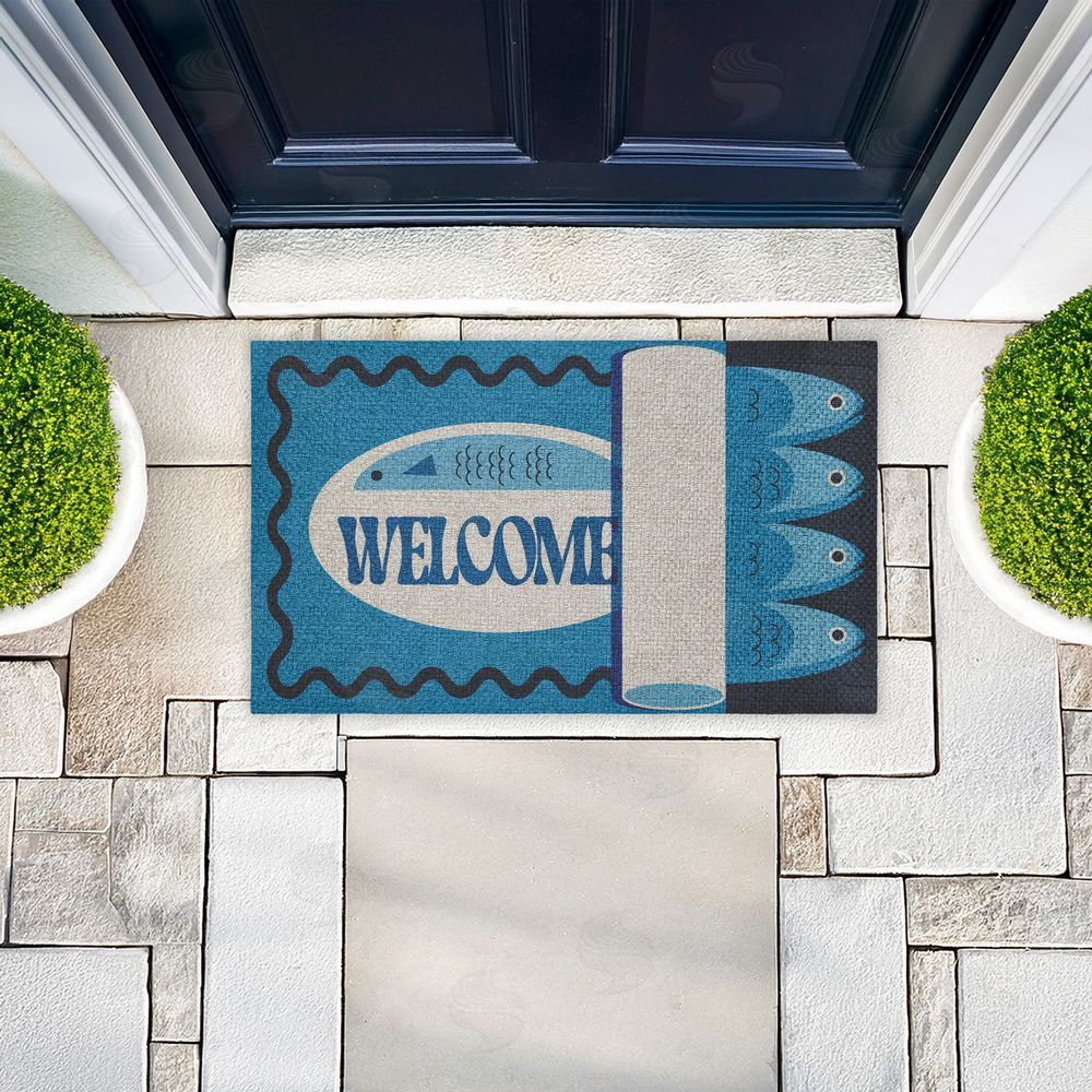 Stupell Studio | Welcome Coastal Tuna Faux Sisal Door Mat