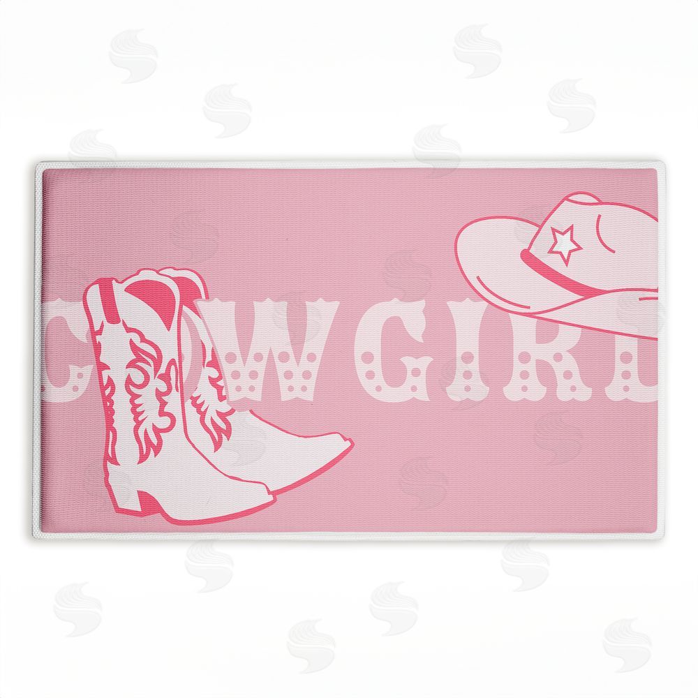 Corinne Rose Designs | Pink Feminine Dancing Cowgirl Plush Bath Mat