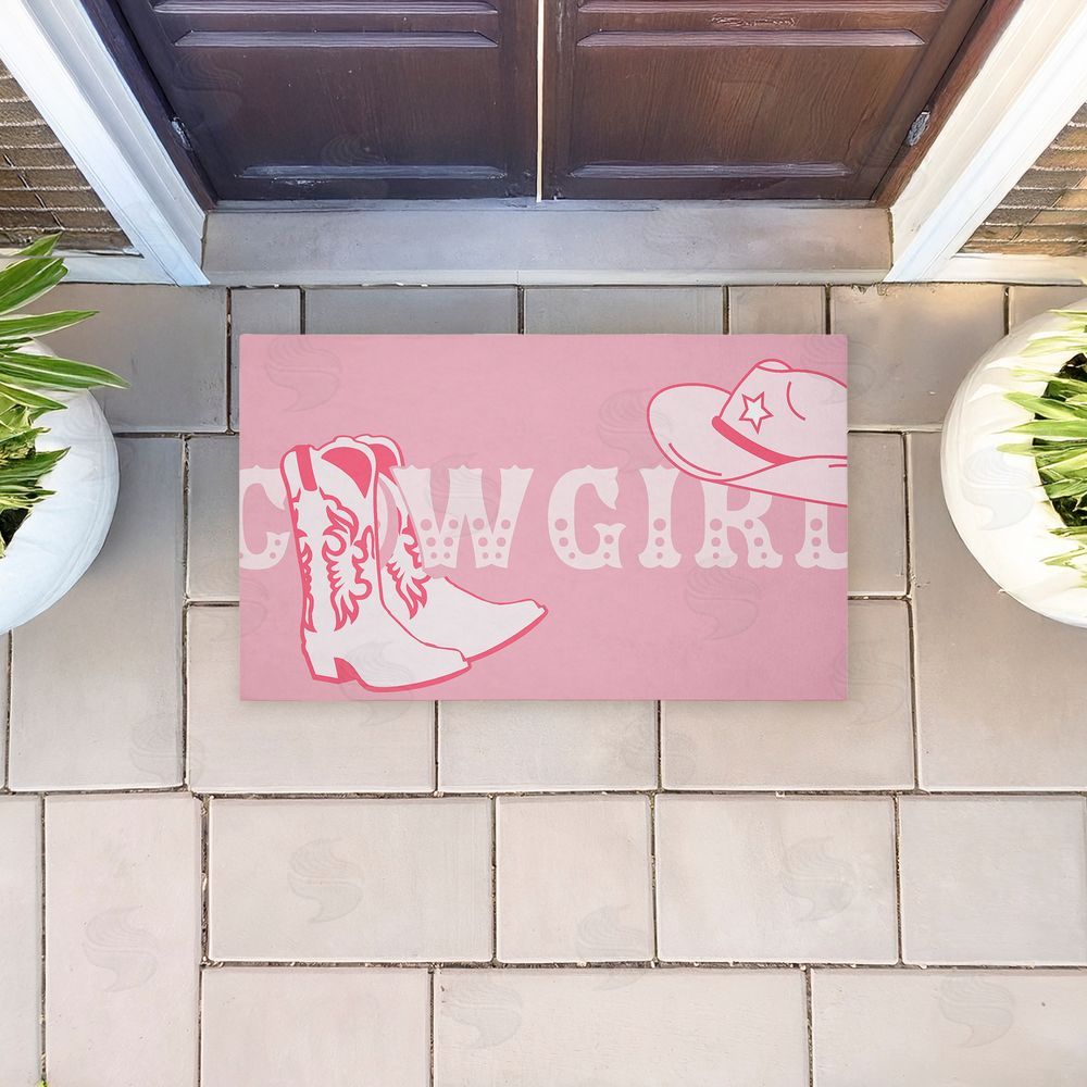 Corinne Rose Designs | Pink Feminine Dancing Cowgirl Non-Woven Door Mat