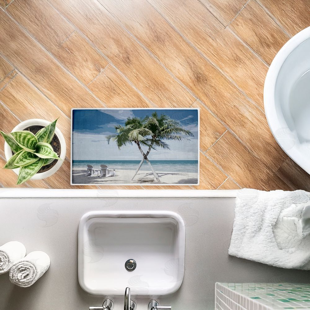 Denise Brown | X Marks The Spot Palms Plush Bath Mat