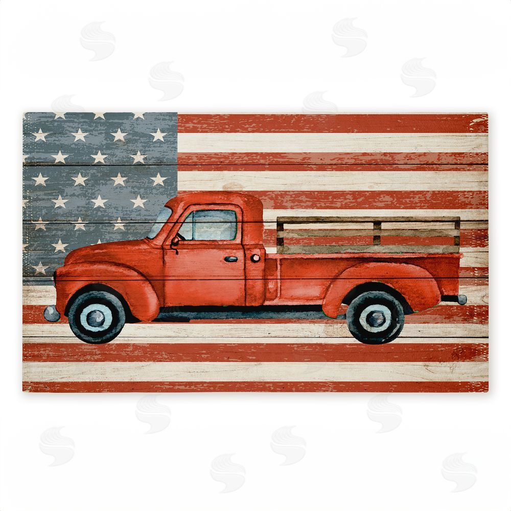 Kim Allen | Patriotic USA Flag Truck Non-Woven Door Mat
