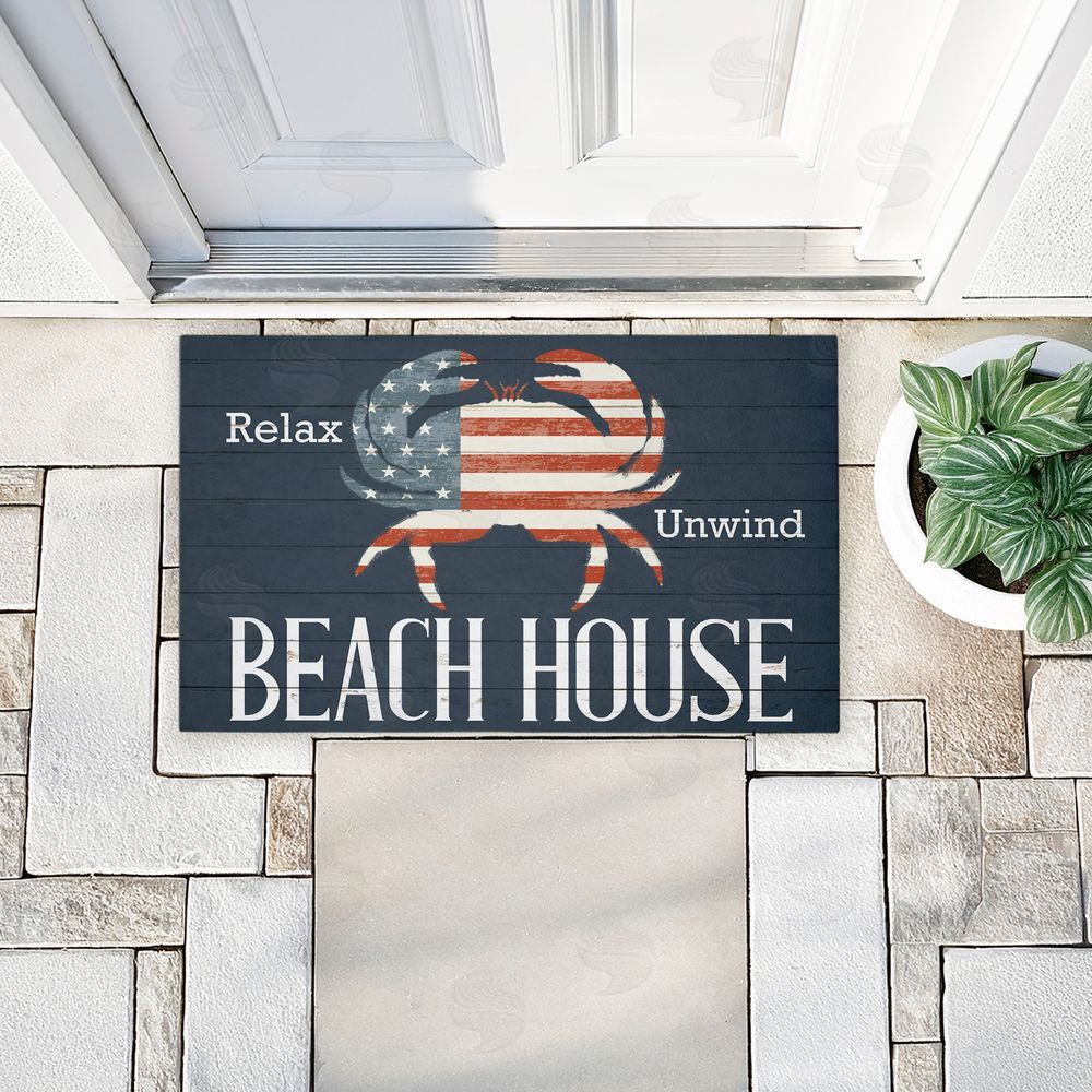 Kim Allen | Relax Unwind Patriotic Beach House Non-Woven Door Mat