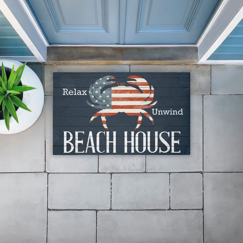 Kim Allen | Relax Unwind Patriotic Beach House Non-Woven Door Mat
