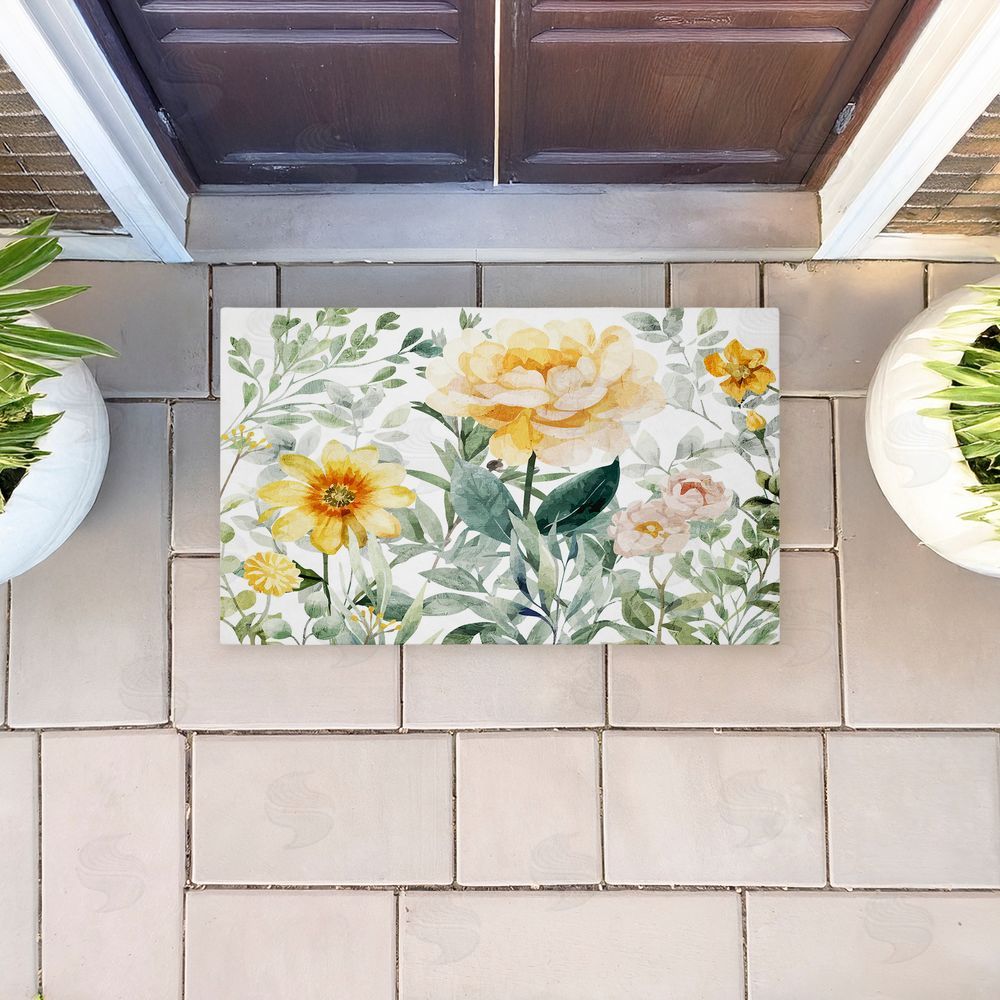 Kim Allen | Yellow Flower Garden Non-Woven Door Mat