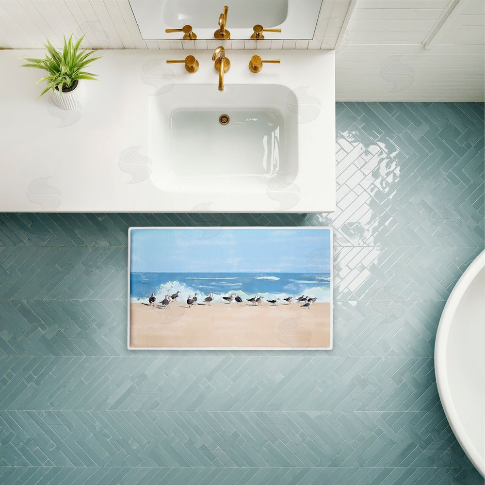 Jeff Pica | Sunny Beach Day Birds Plush Bath Mat