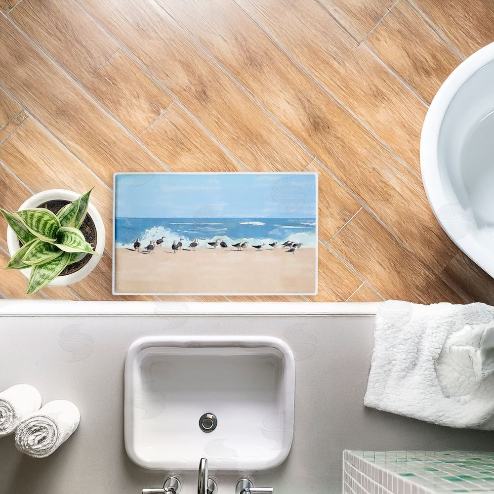 Jeff Pica | Sunny Beach Day Birds Plush Bath Mat