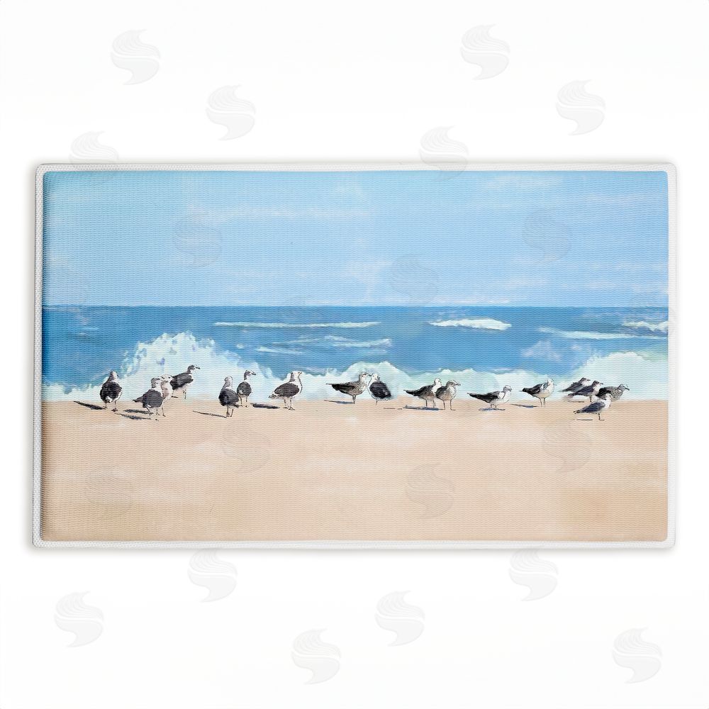 Jeff Pica | Sunny Beach Day Birds Plush Bath Mat
