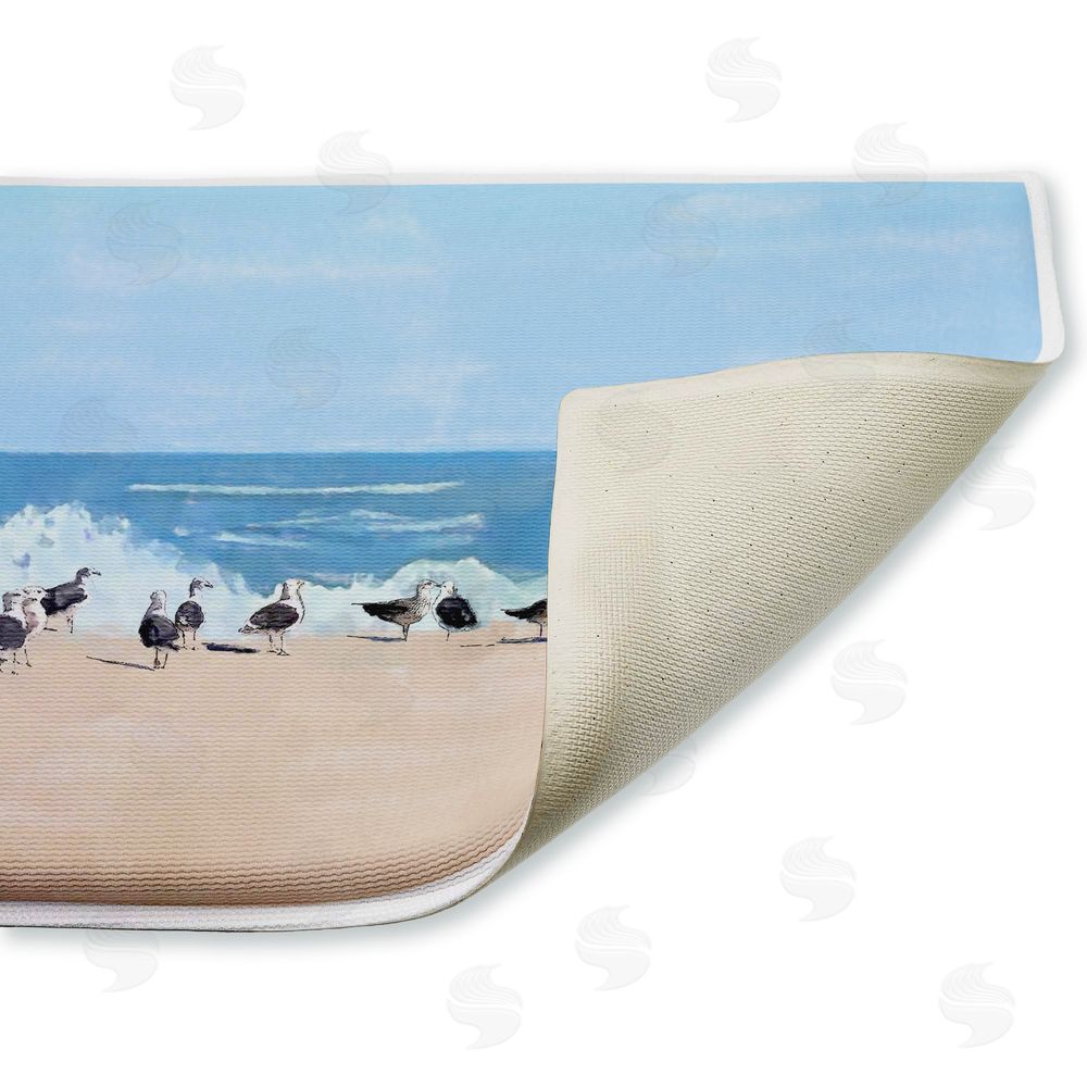 Jeff Pica | Sunny Beach Day Birds Plush Bath Mat
