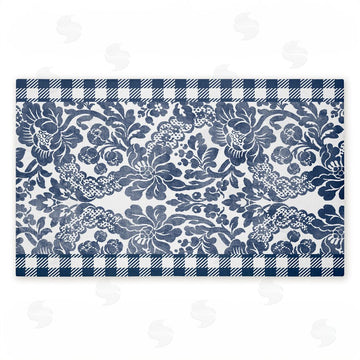Kim Allen | Navy Gingham Florals Non-Woven Door Mat
