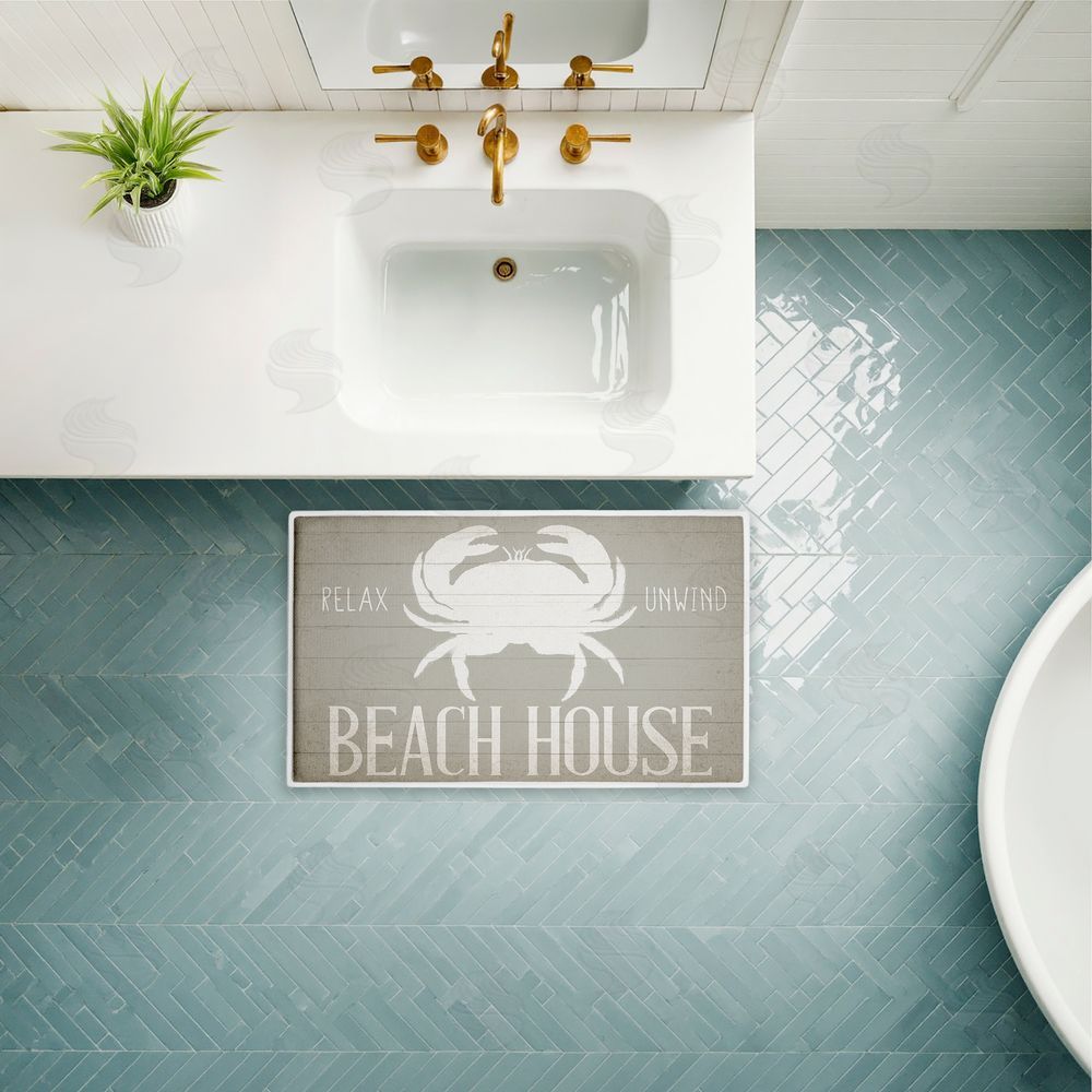 Kim Allen | Relax Unwind Beach House Crab Plush Bath Mat