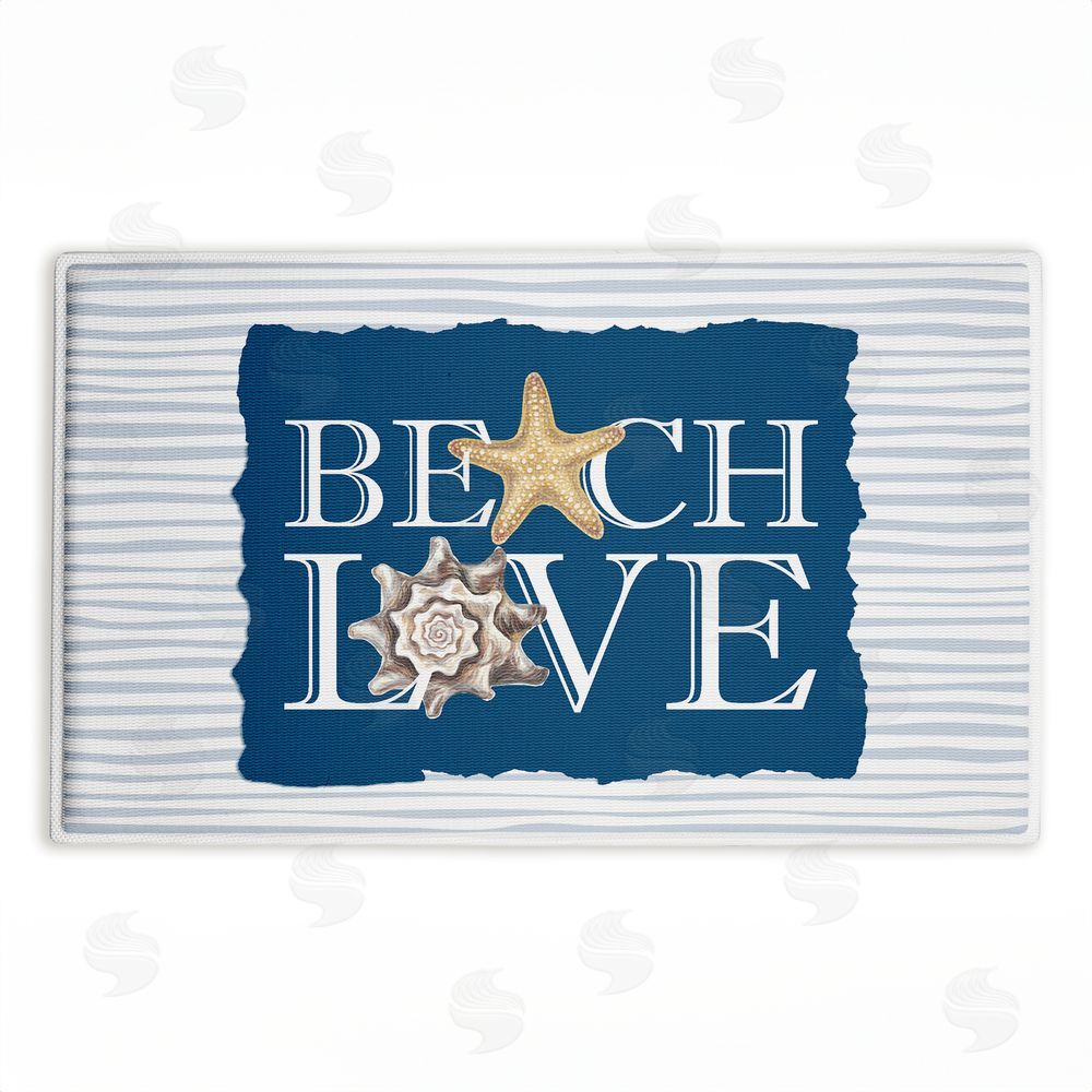 Kim Allen | Beach Love over Stripes Plush Bath Mat