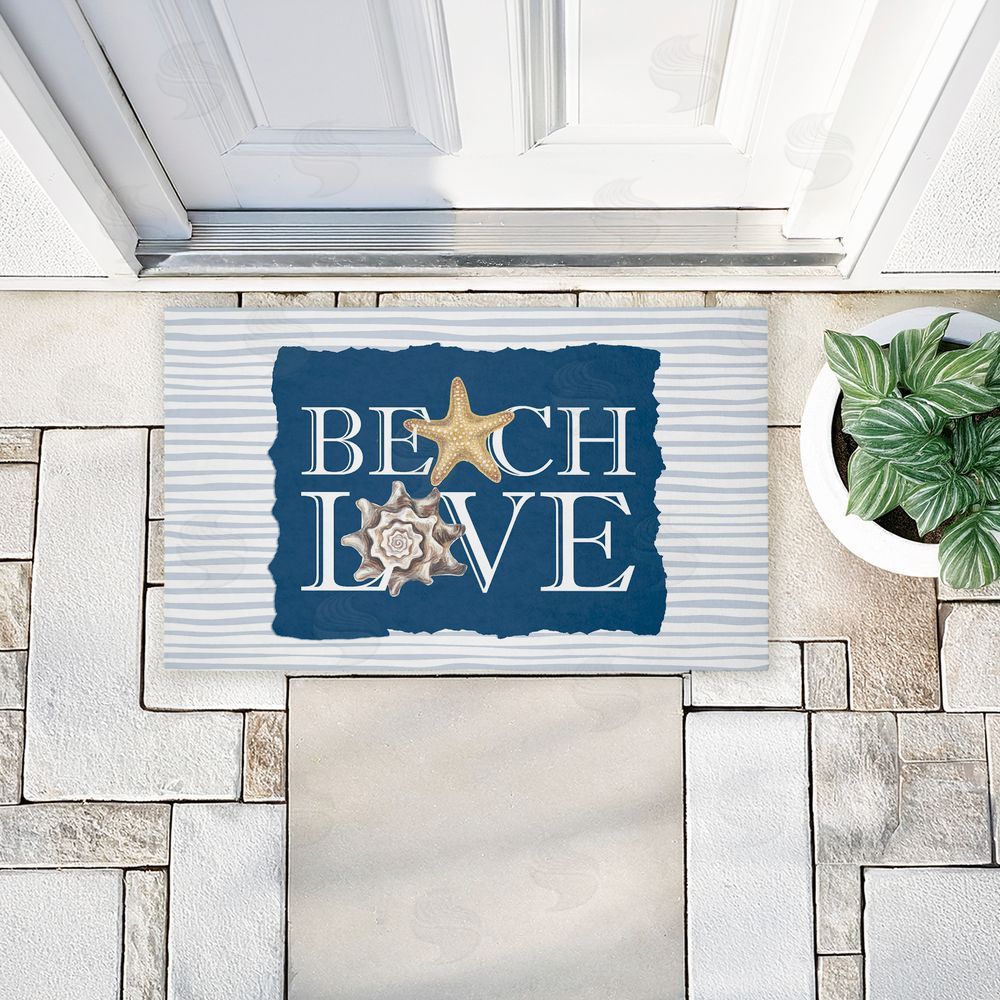 Kim Allen | Beach Love over Stripes Non-Woven Door Mat